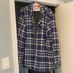 Men’s Fleece Lined LLBean Flannel Blue Plaid L